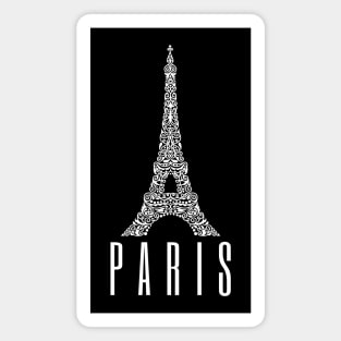 Paris France Eiffel Tower Art Design White Magnet